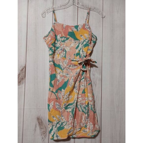 Nine West Dress Ladies Small Spaghetti‎ Strap Mini Yellow Turquoise - Picture 1 of 7